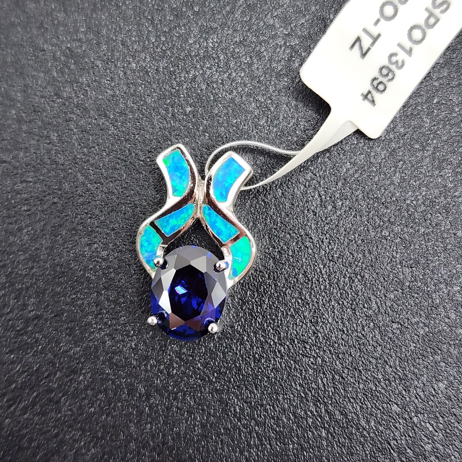 925 NEW Sterling Silver Pendant-Blue Opal & Oval Tanzanite Width 20x13mm FREE…