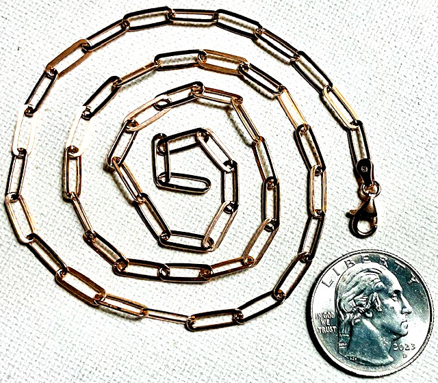 Sterling Silver Vermeil (Rose Gold Plated) 3.5mm 20″ Paperclip Necklace