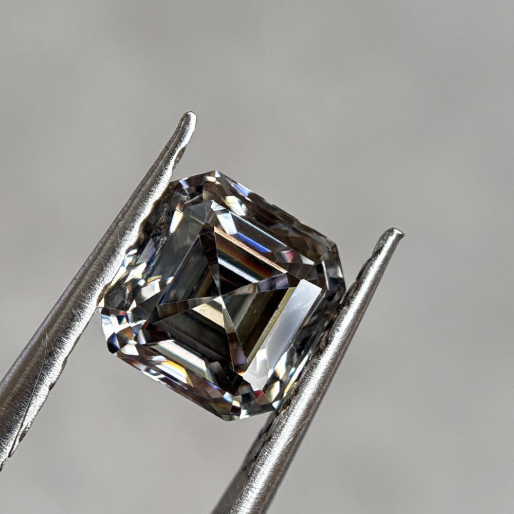 3x3mm-12x12mm 1PCS Asscher Cut Gray Loose Moissanite Gemstone for Jewelry Stone