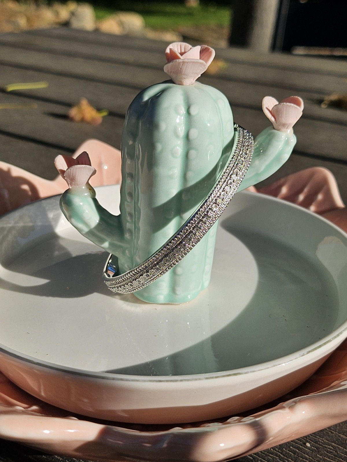 Sterling Silver Natural Diamond Cluster Bangle | 6.75″