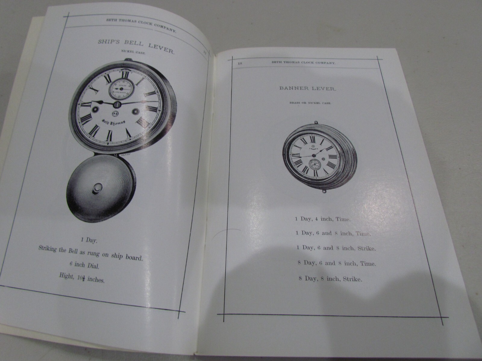 1884-5 Reprint Seth Thomas Clocks with Price List