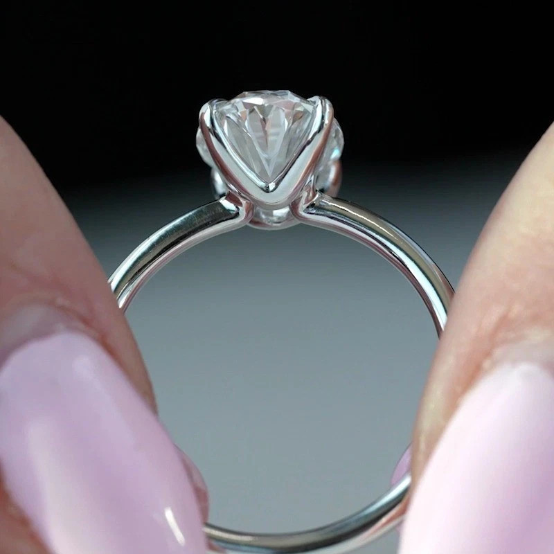 3.25 TCW Oval Moissanite Solitaire Engagement Wedding Ring 14K White Gold Plated