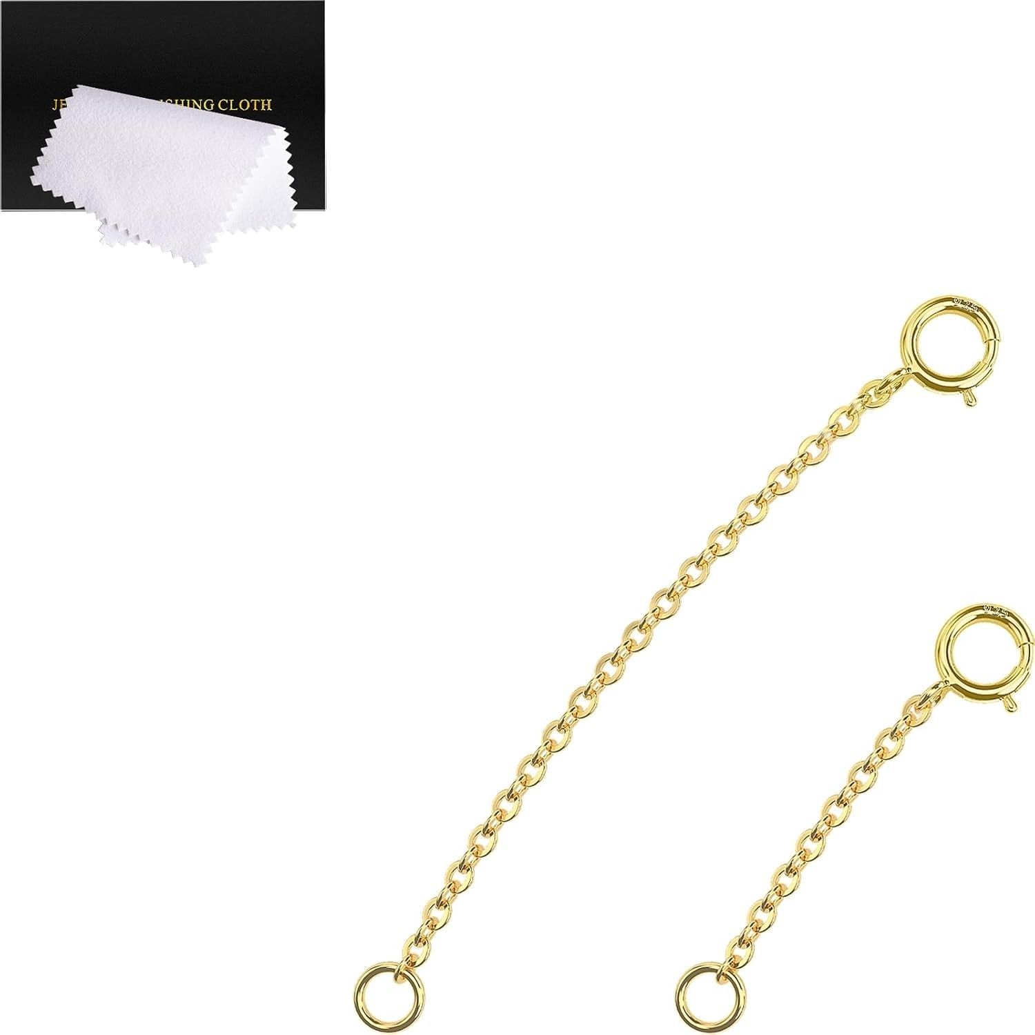 Elegant Gold Necklace Extender Set – 925 Sterling Silver, 1 & 2 Inch, 2 Pieces