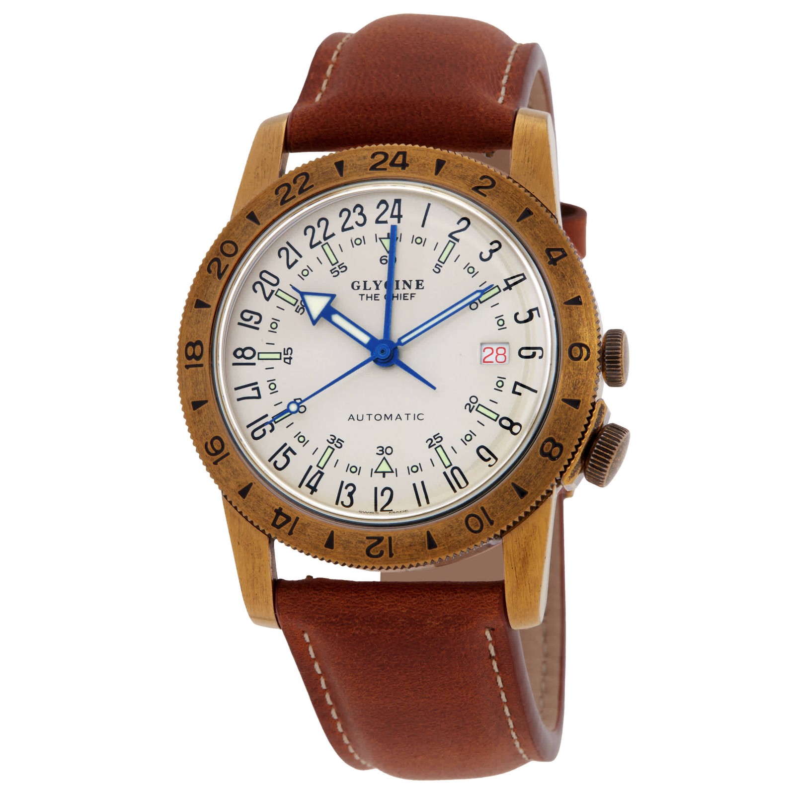 Glycine Airman Vintage The Chief GMT Automatic Silver Dial Men’s Watch GL0304