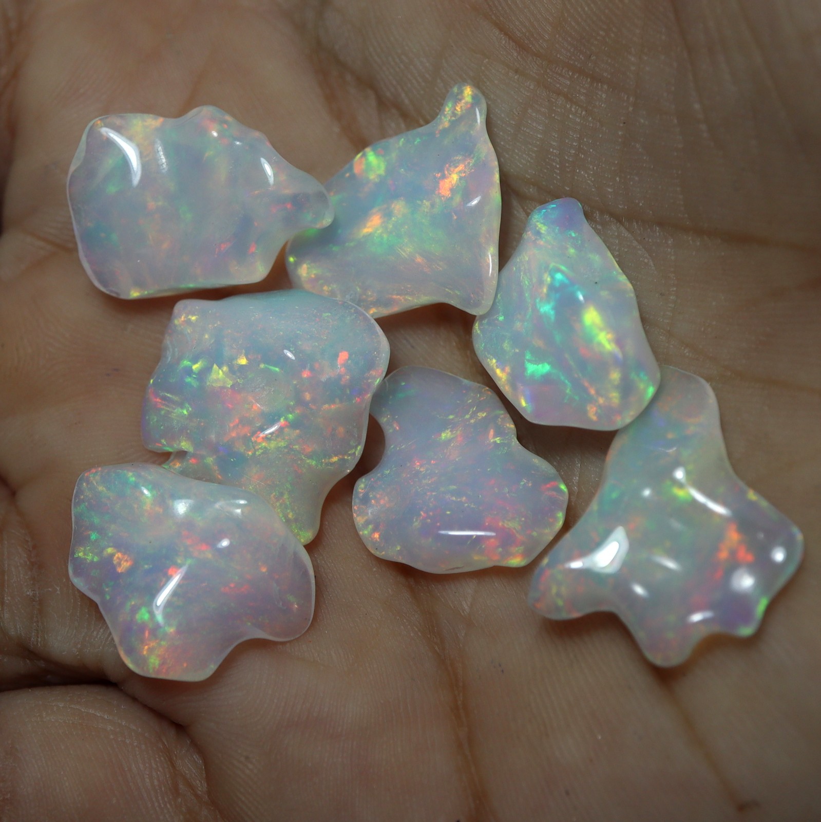 24Cts Natural AAA Ethiopian Opal Rainbow Fire Uncut Polished Rough 7 Pieces Lot