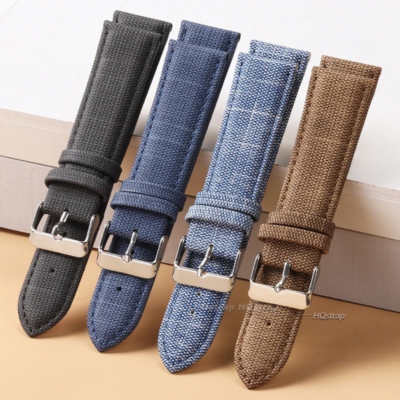 Nylon Canvas Watch Band Single Pass Strap 12/14/16/18/20/22mm Replacement