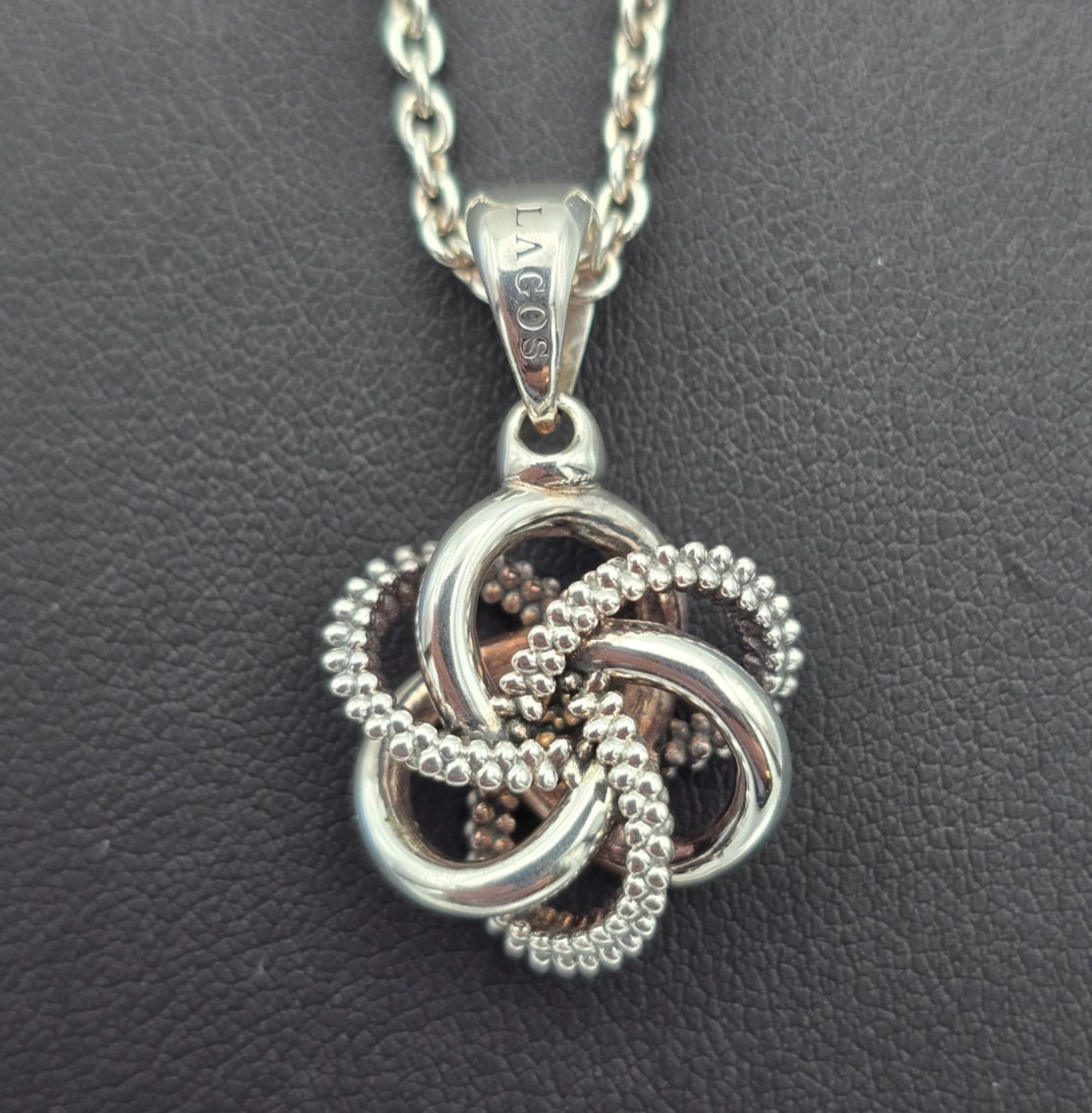 LAGOS Caviar Love Knot Sterling Silver Necklace 18″
