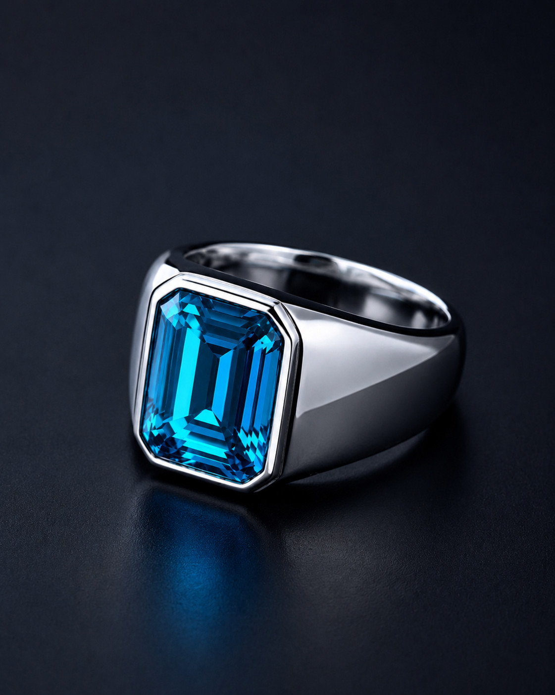 AAAA Blue Topaz Gemstone With 925 Sterling Silver Men’s Ring Wedding Gift ST3828