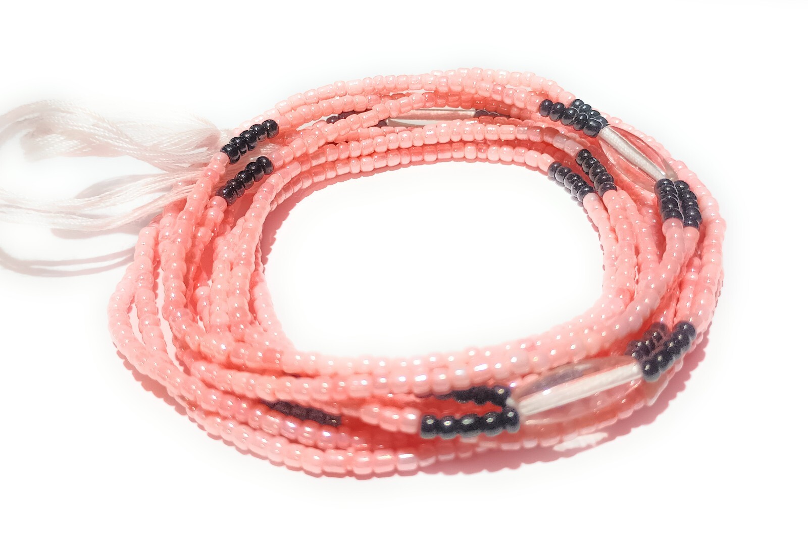 2-in-1 Waist Bead Set, Tie-on 42-Inch Cotton String Beads, Glass Belly Beads