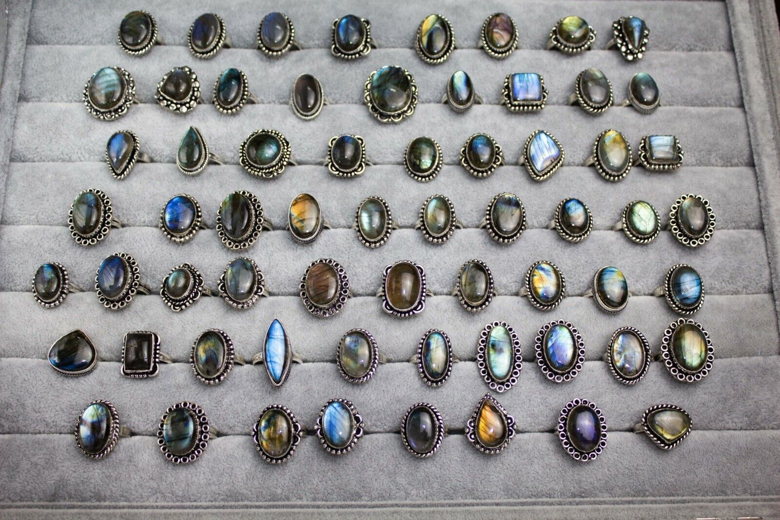 Multi Labradorite Gemstone 925 Sterling Silver Plated Wholesale Lot Design Rings