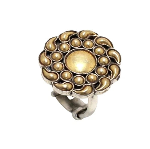 925 Sterling Silver Women Gold Rhodium Temple Gemstone Gift Adjustable Ring