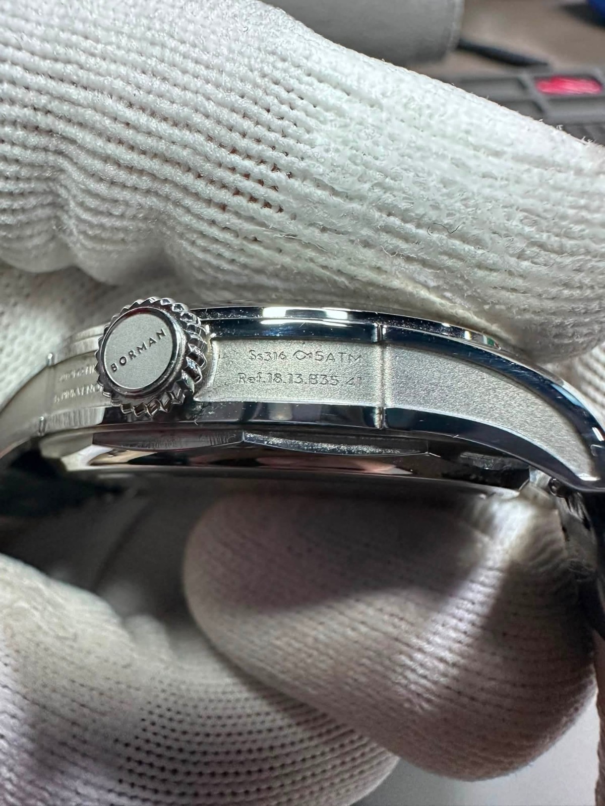 Borman Moonphase Automatic Moon Phase Gray Dial Black Leather Strap 50m 43mm