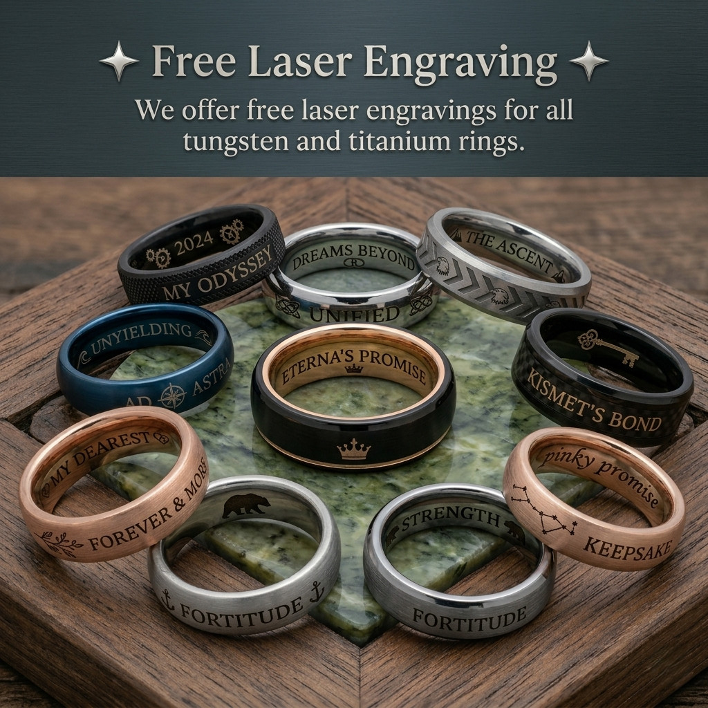 8mm Zirconium Promise Ring – Gunmetal Brushed Center with Beveled Edges
