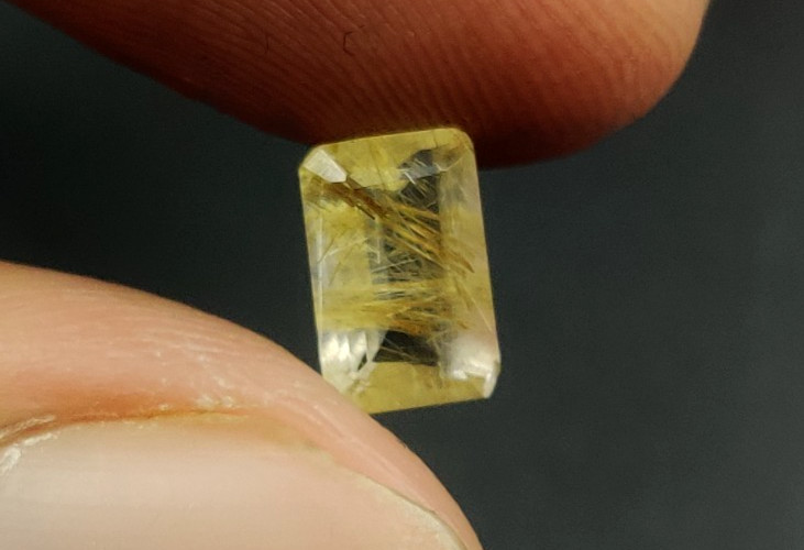 Natural Rutilated Quartz Loose Gemstone 8.7X5.7X3.7mm Emerald cut W154