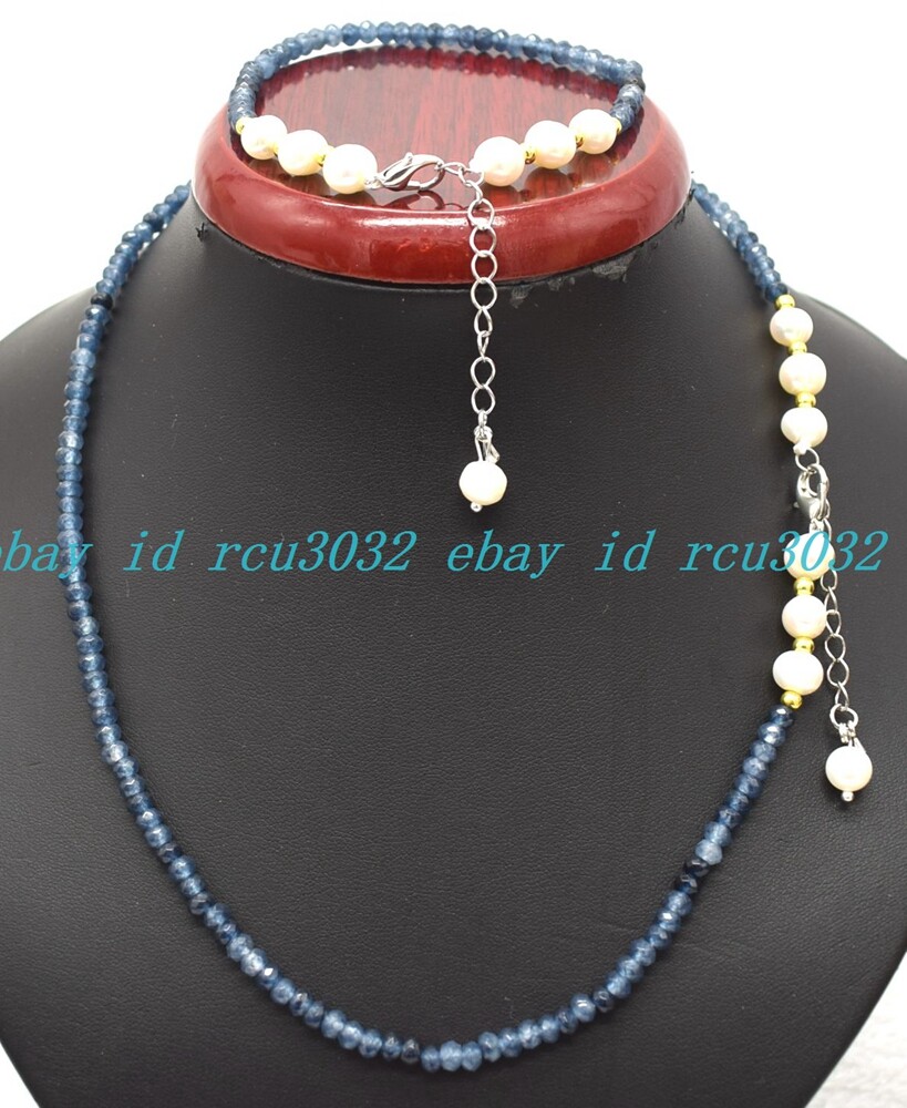 Faceted 2x4mm Multicolor Roundelle Gems & White Pearl Necklace Bracelet Set