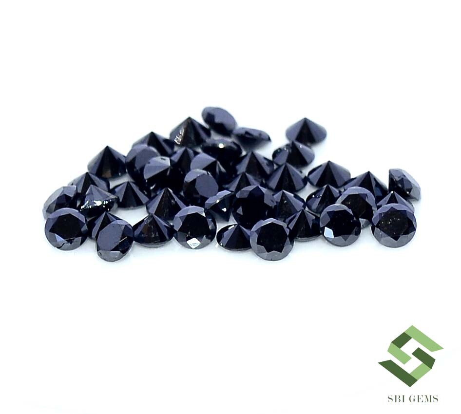 2.50 mm Natural Black Diamond Round Cut Lot 10 Pcs 0.76CTS Calibrated Loose Gems