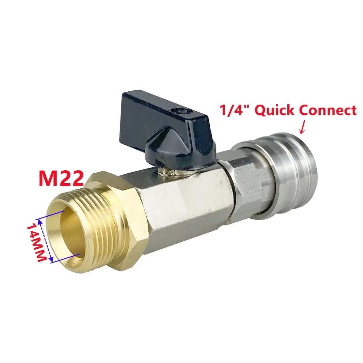 High Pressure Washer Ball Valve Kit M22 1/4″ Quick Connector