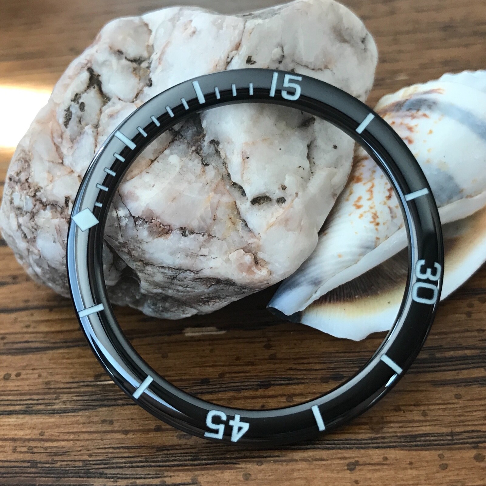 Ceramic Black “Fifty Five Fathoms” Domed Bezel Insert for Seiko SNZH ~ US Seller