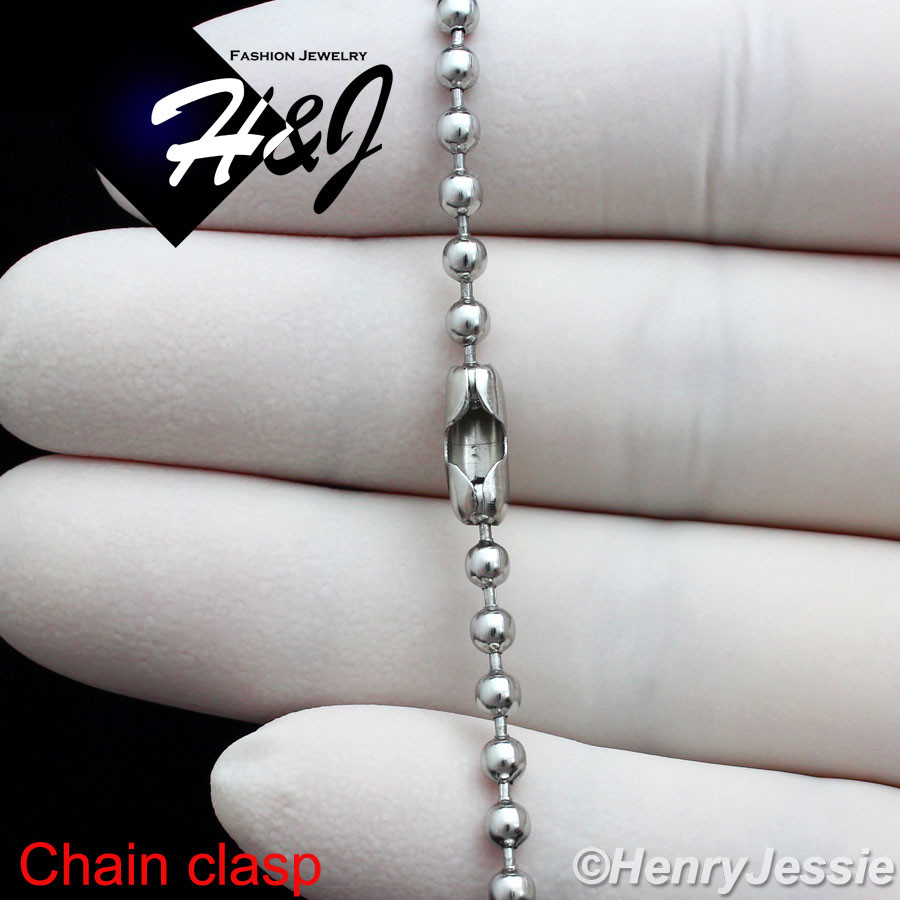 30″MEN’s Stainless Steel 2.5mm Silver Beads Ball Link Chain Necklace