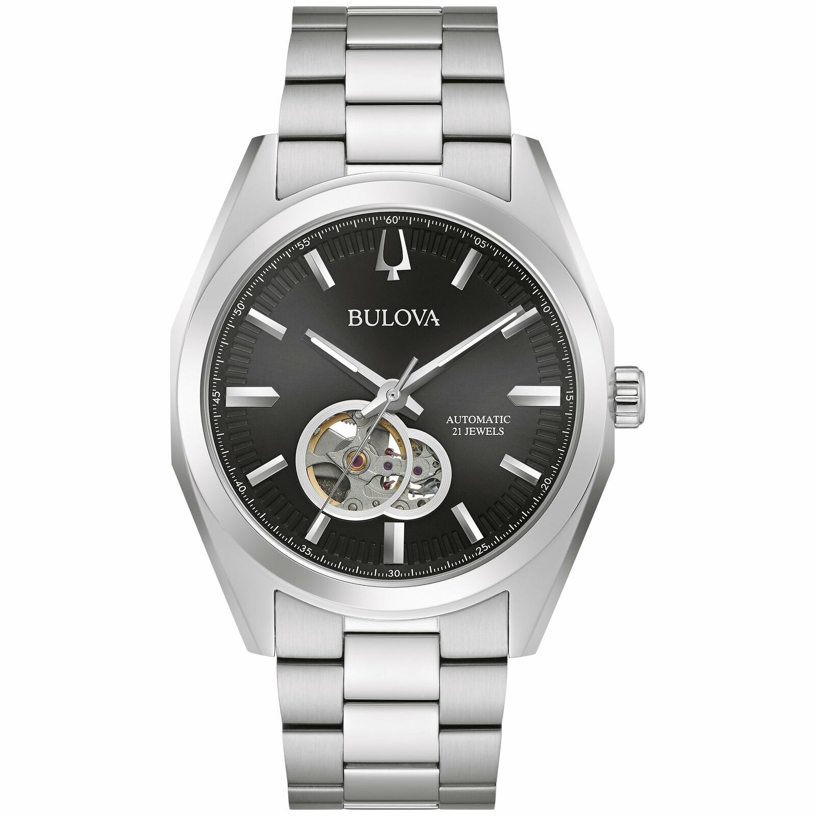 BULOVA 96A270 Surveyor Automatic 21 Jewels Black Dial Men’s Classic Watch