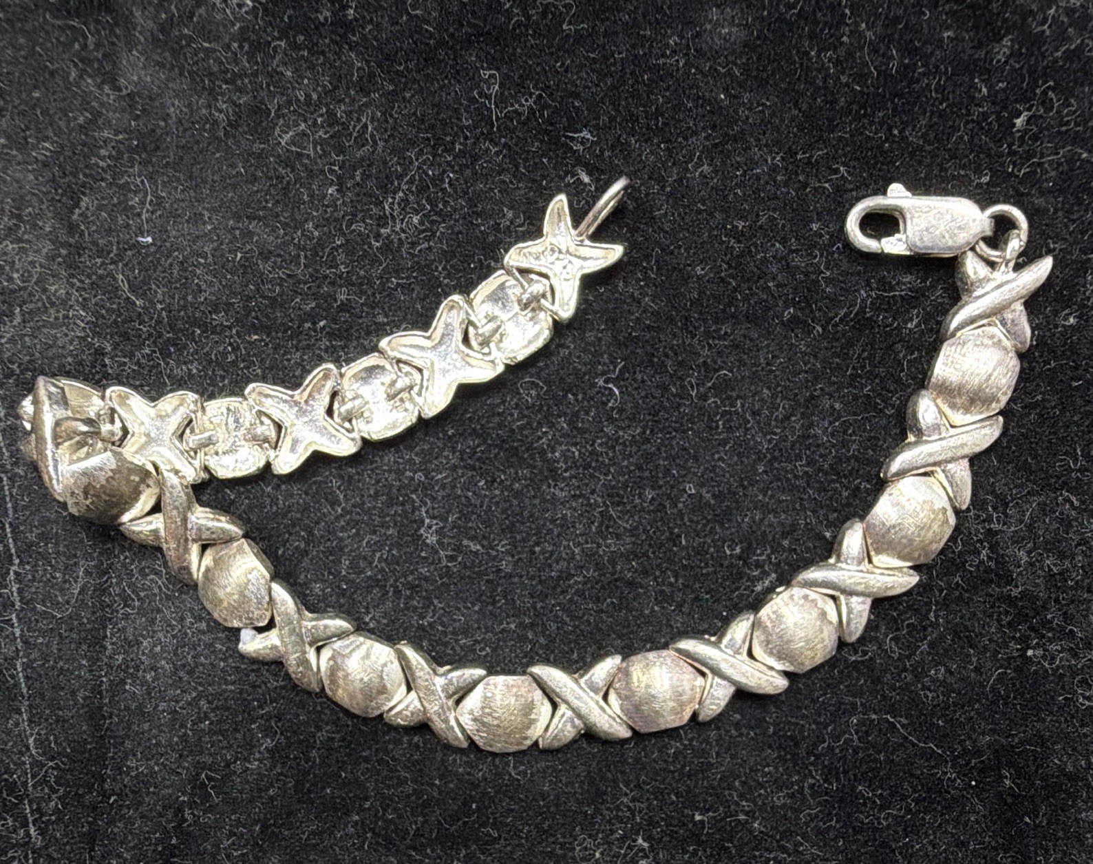 Sterling Silver “X And O” 7.25” Bracelet Hallmark NF