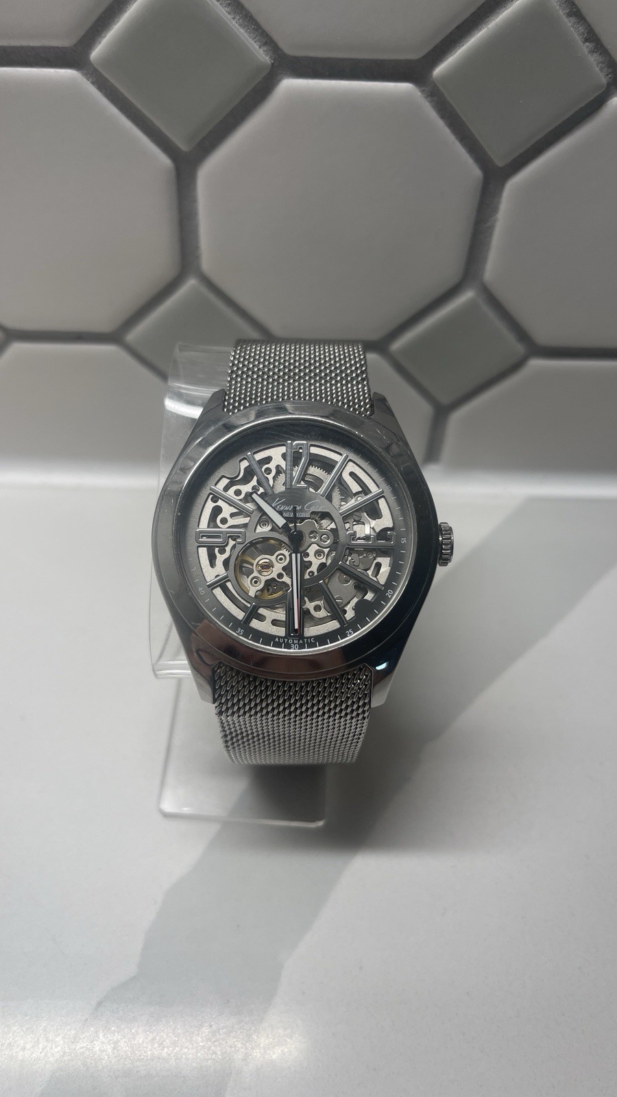 Kenneth Cole KC9021 Men’s Automatic Skeleton Watch Mesh Band – Running