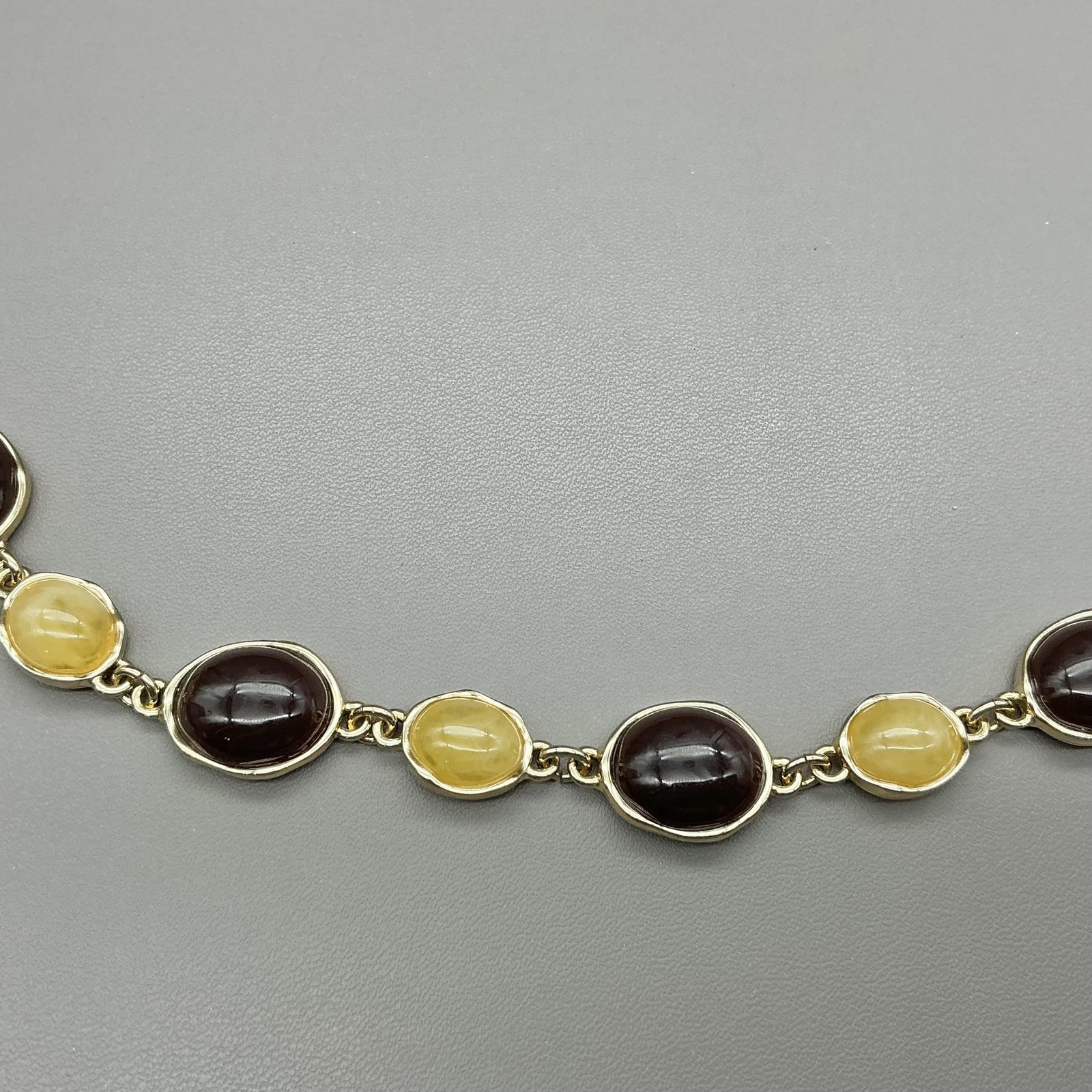 Ann Taylor Necklace Station Bead Glass Oval Gold Tone Multi Jewelry 26 Inch