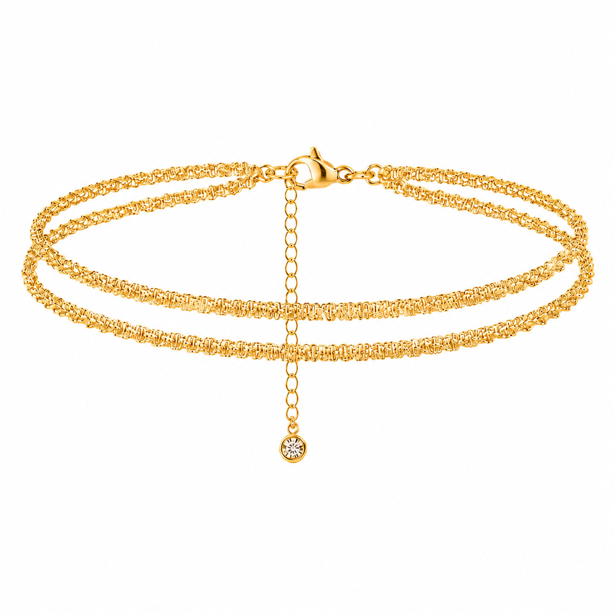 Uxvwez Double Layer Anklet for Women Gold Silver Tone Adjustable Waterproof