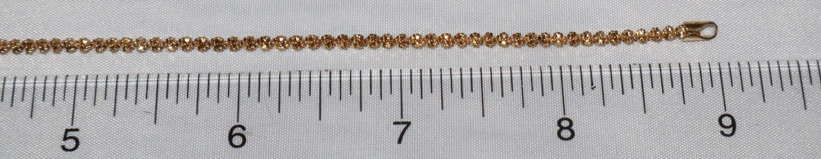 Sterling Silver Gold Toned 9 inch 3mm Twisted Chain Anklet “Italy” 3.2 grams