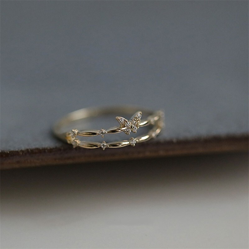 Dainty Double Layering Butterfly Ring in 925 Sterling Silver