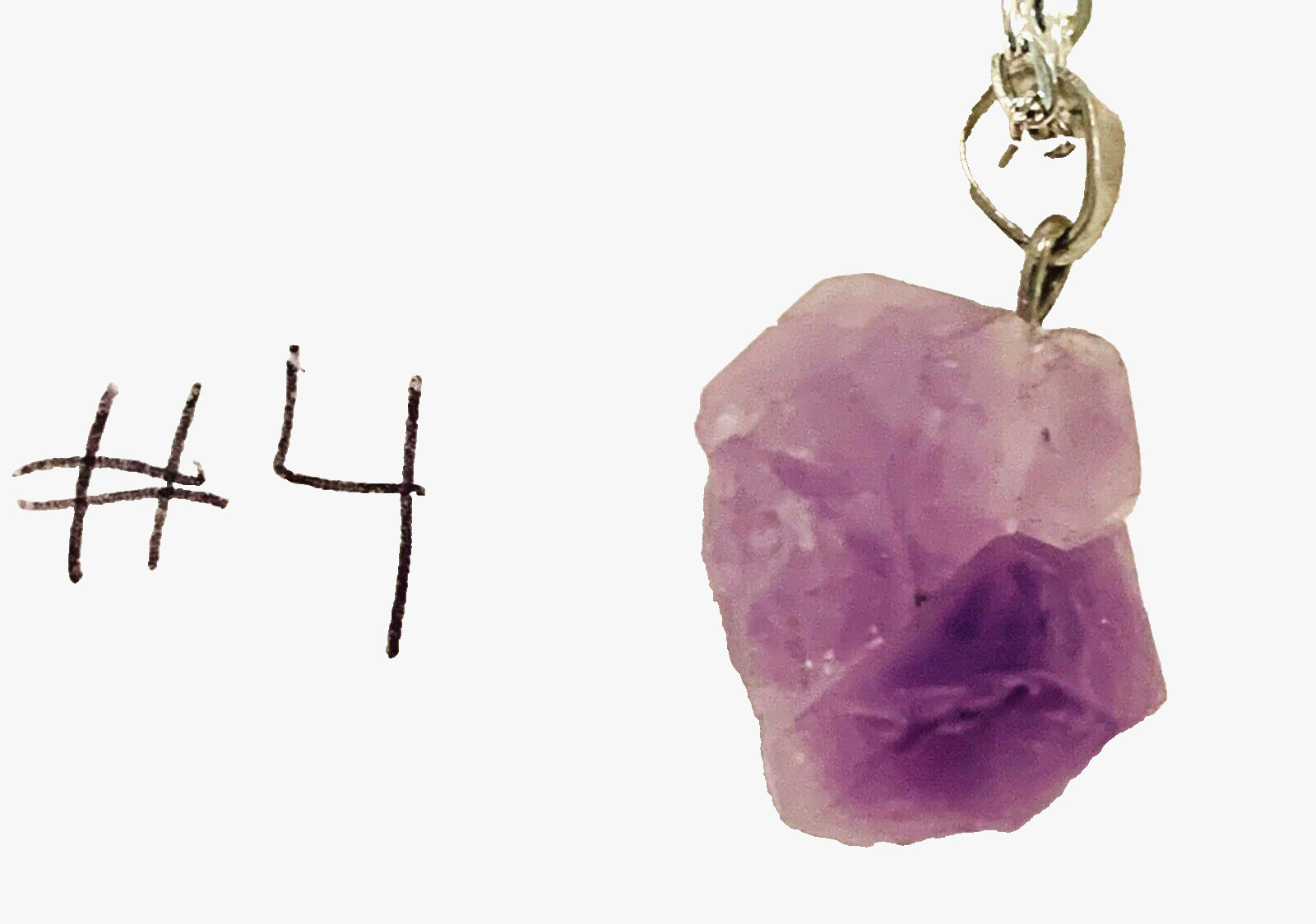 NEW Fashion Natural Gemstone Rock Irregular Amethyst Silver Tone Bail & Chain