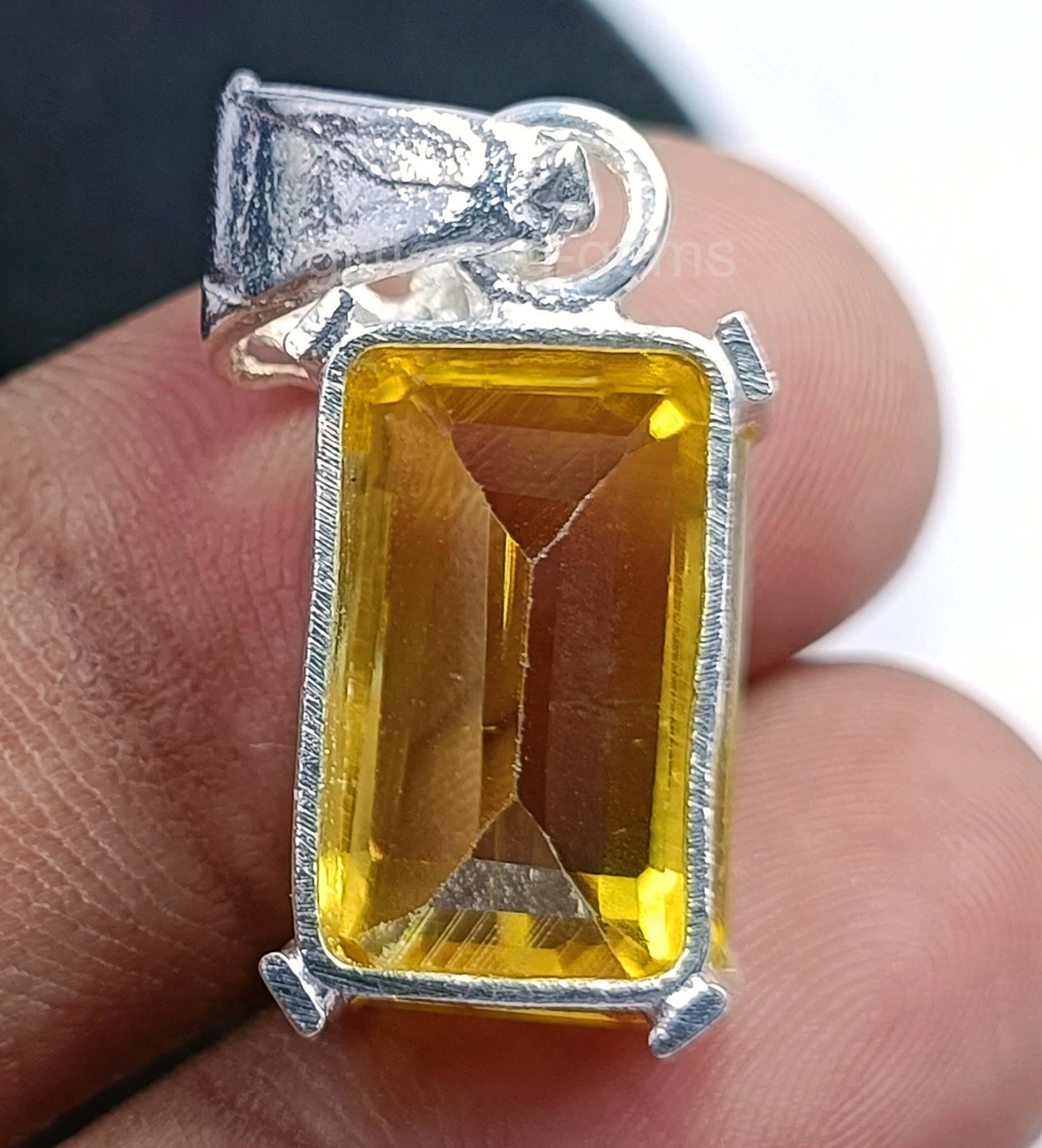 Natural Yellow Sapphire 25.15 Ct IGL Emerald Cut 925 Solid Silver Pendant 5JSP
