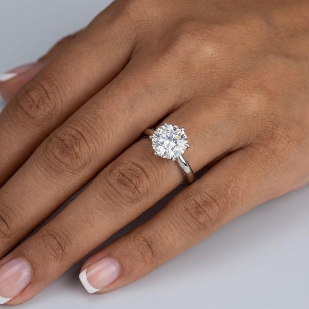 Solitaire Engagement Ring Platinum Classic 2.92 CT Round Lab-Grown Diamond G VS1