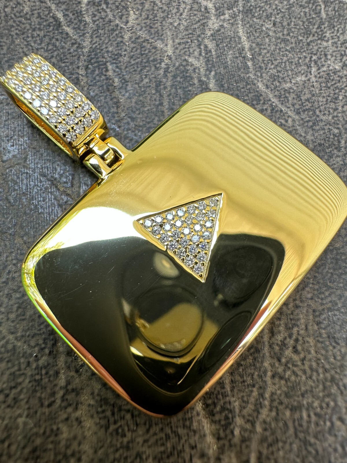 MOISSANITE Iced Youtube Play Button Pendant Real 925 Silver/Gold Plated Necklace