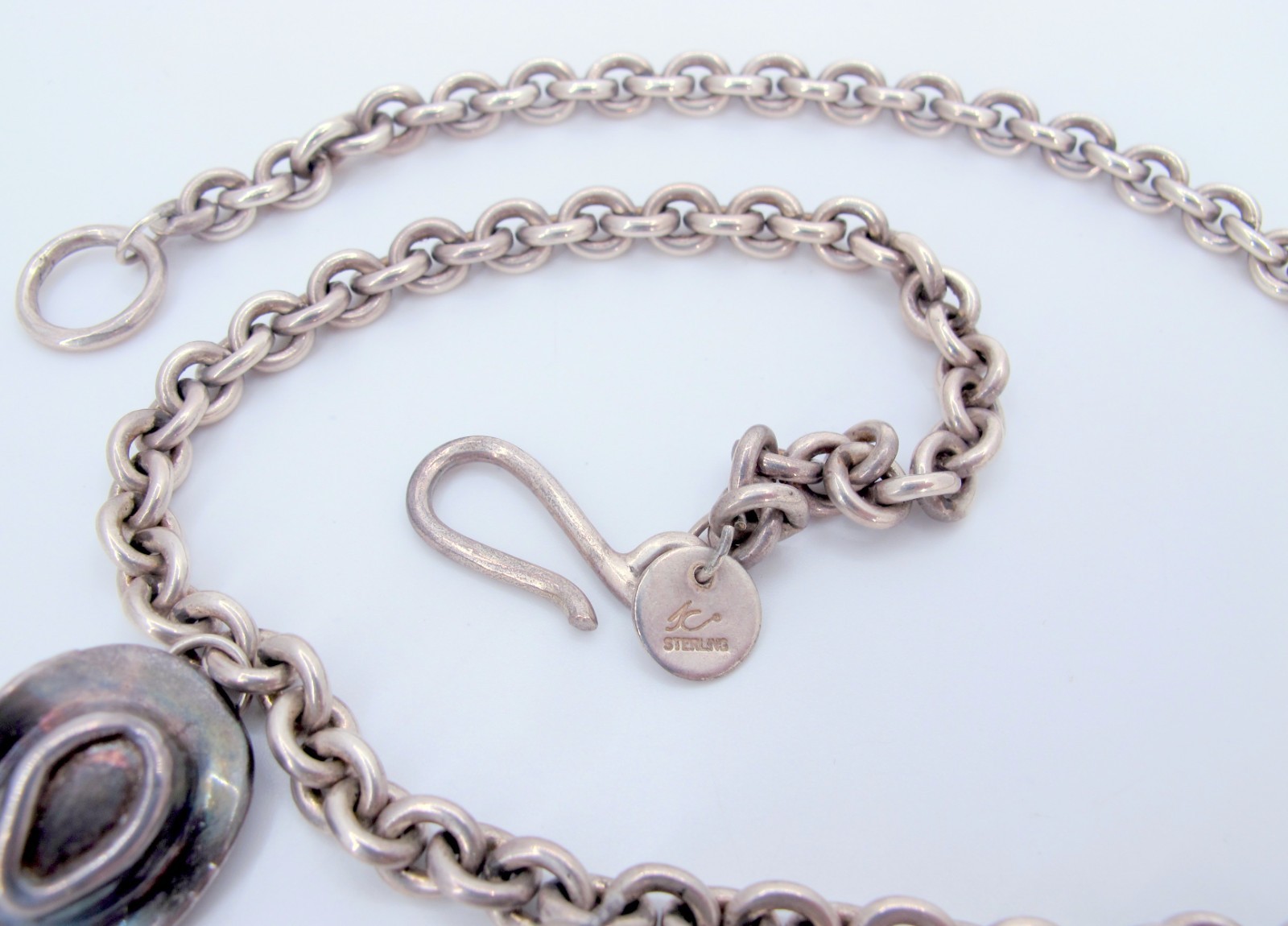 Vintage Sterling Susan Cummings Western 5 Charms Necklace 19″ Long******