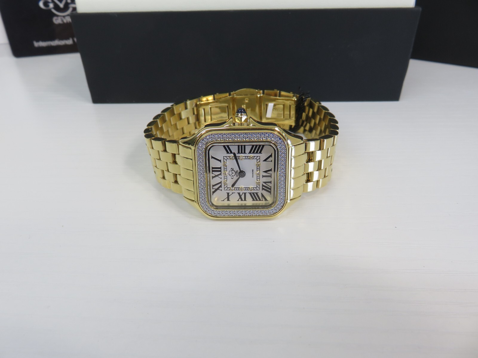 GV2 by Gevril Women’s 12112B Milan Swiss Quartz IPYG Steel Diamond Watch
