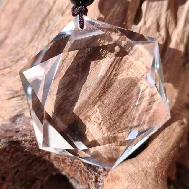 Natural Clear Quartz Hexagram Pendant Talisman Meditation Rope Unisex Necklace