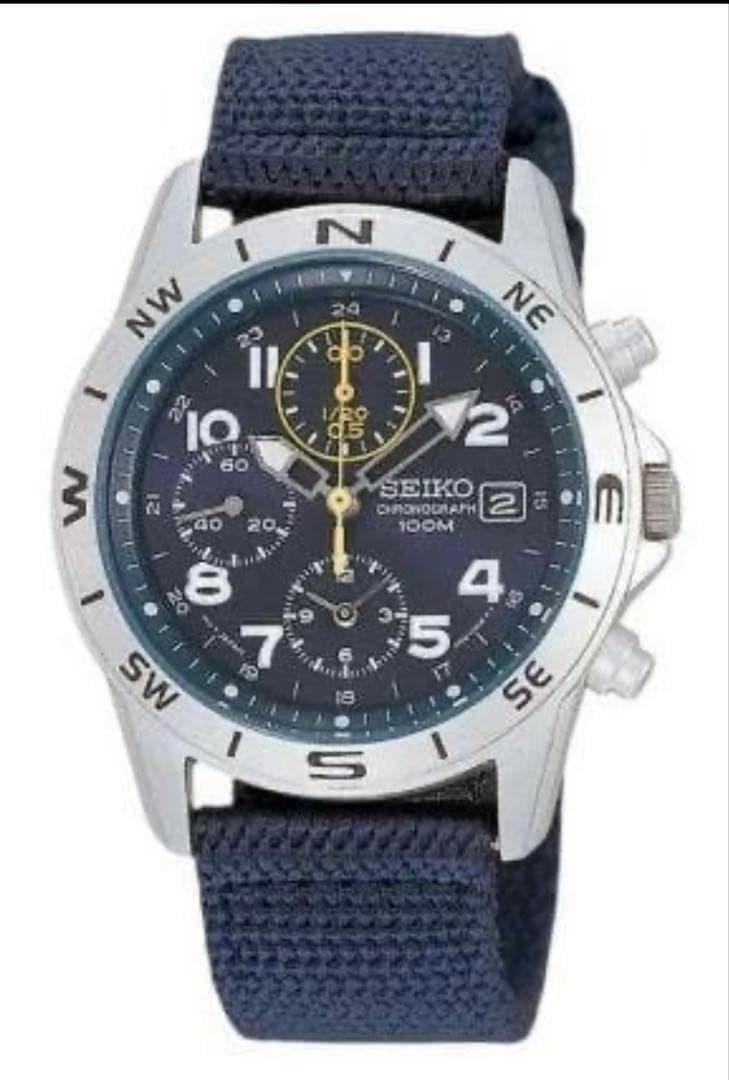 SEIKO SND379R Chronograph Blue Dial Quartz Stainless Steel Men’s Watch New Japan