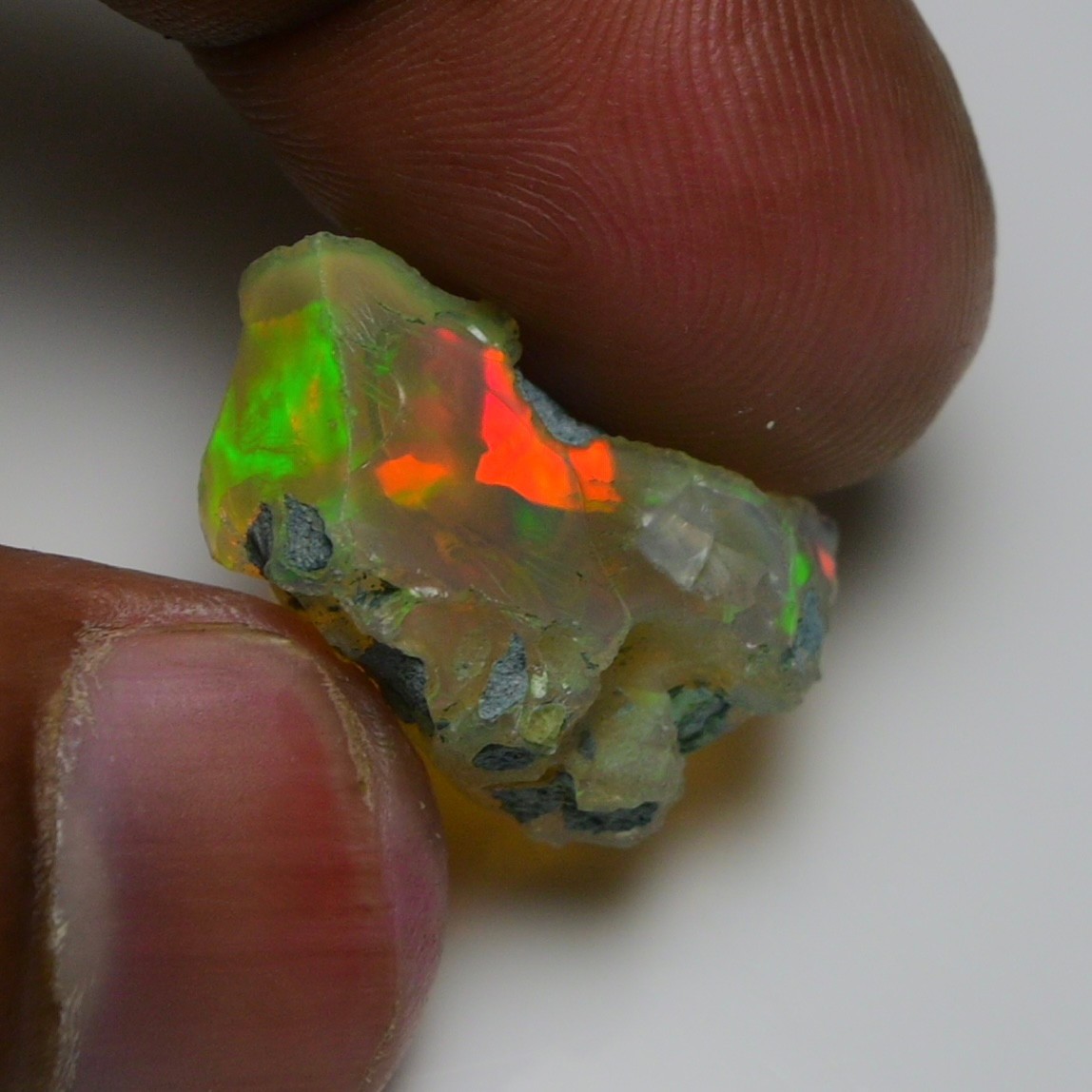 Jewelry Grade Black Opal Rough 13.90 Cts, Natural Ethiopian Raw, Neon Fire Opal