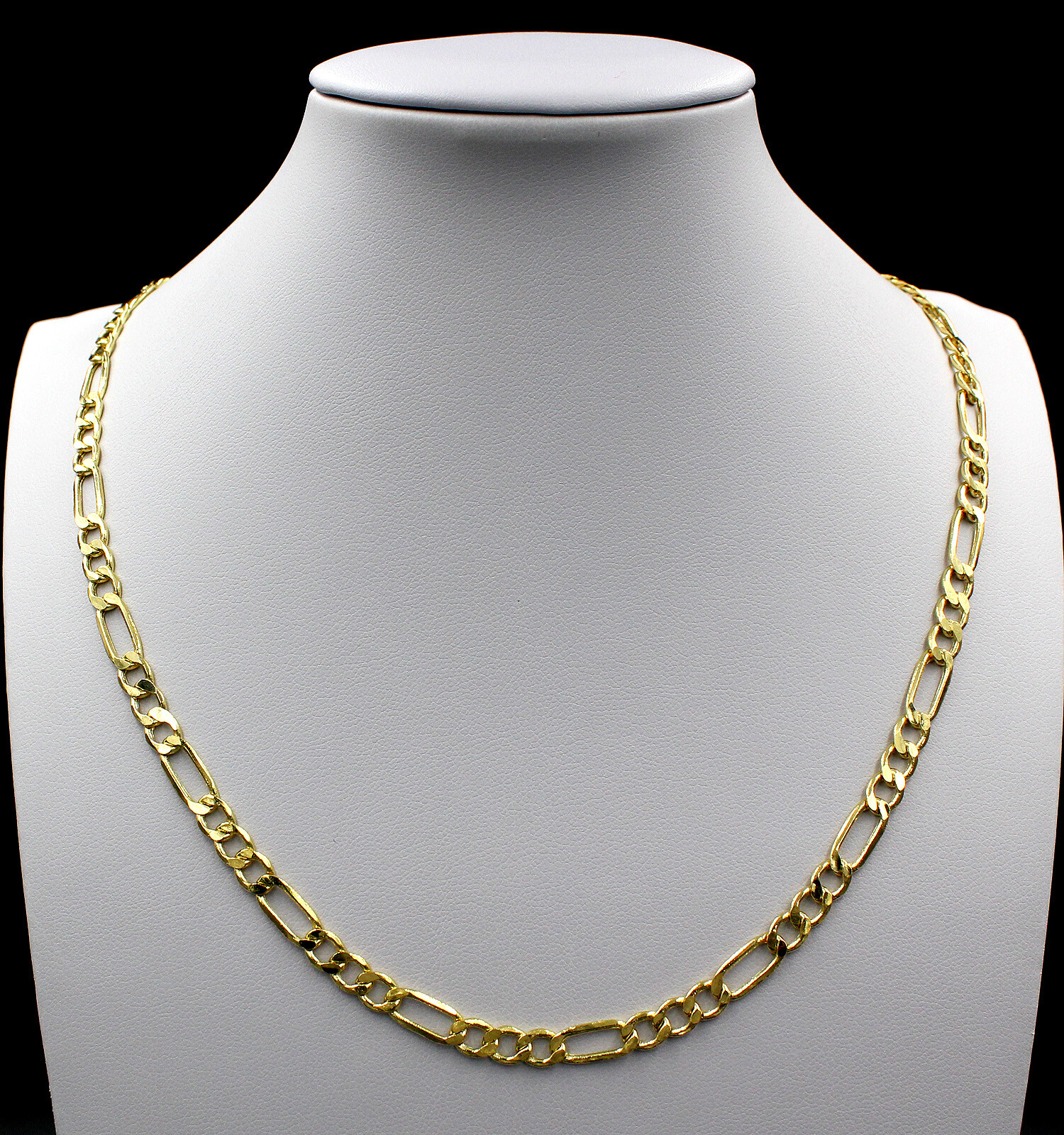 Mens Real 10K Yellow Gold 3mm Figaro Link Chain Necklace 18″- 24″