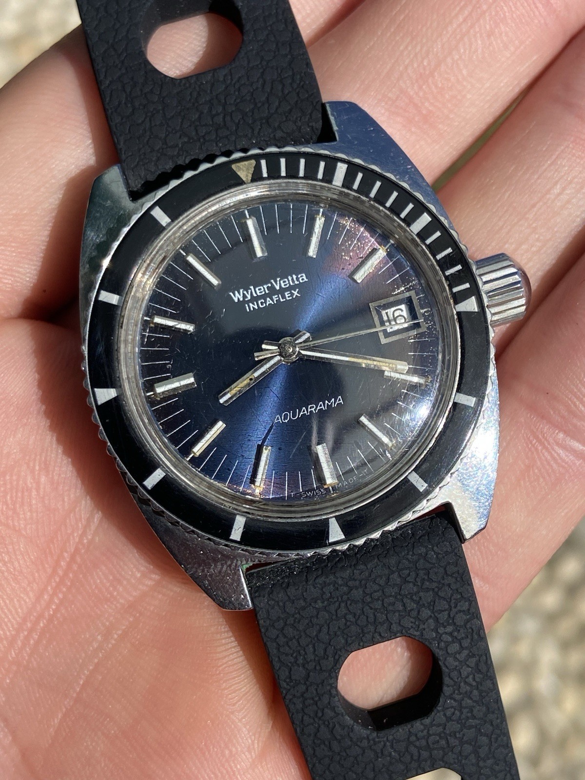 Vintage Rare Wyler Vetta Aquarama Automatic Diver Sub Watch