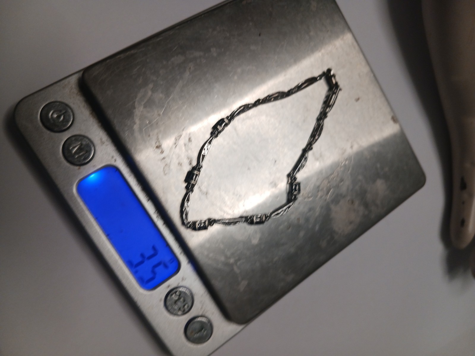 Sapphire and Diamond Accent 10Kt White Gold Bracelet 7 1/8 Inches