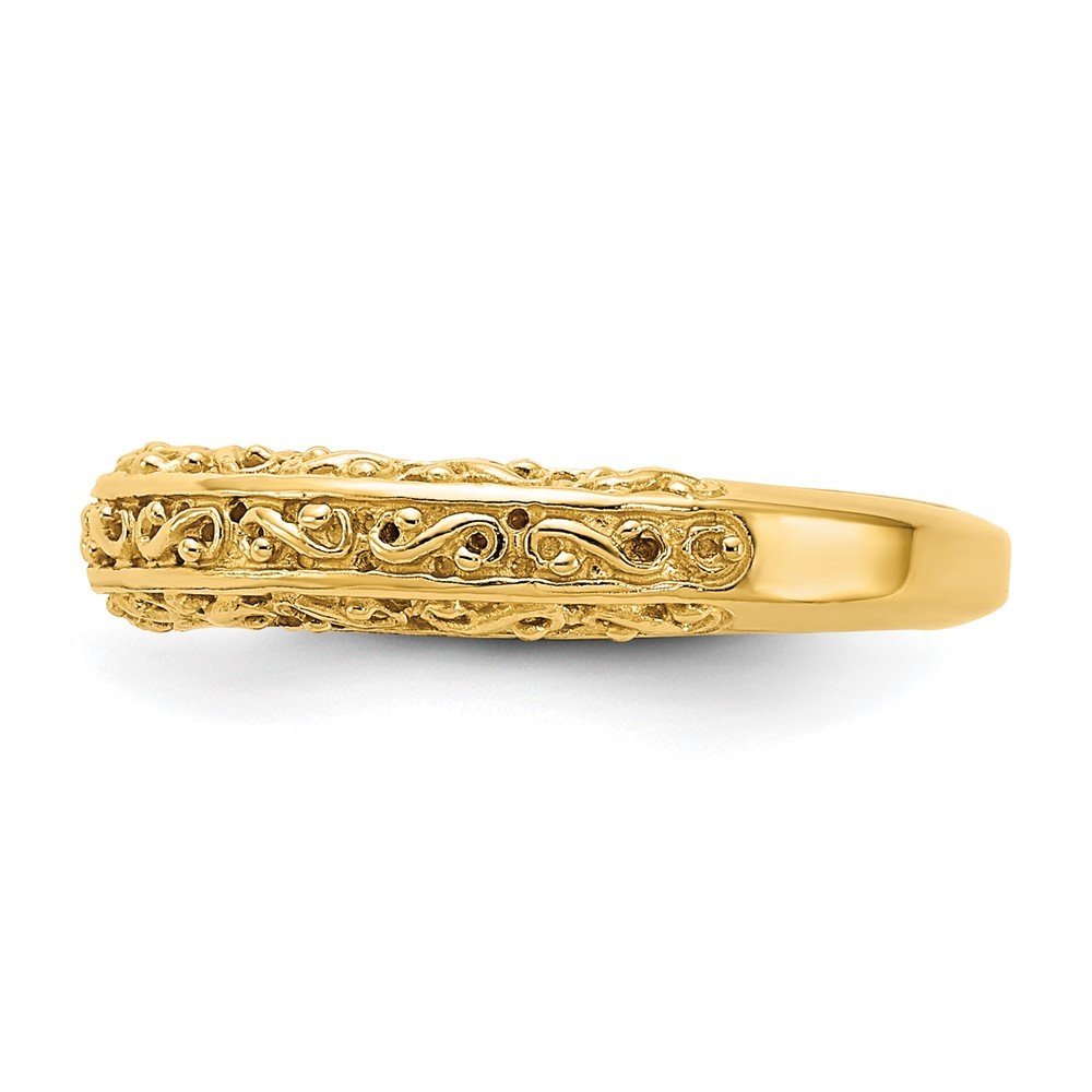 14k Yellow Gold 3mm Filigree Wedding Band Ring Size 6
