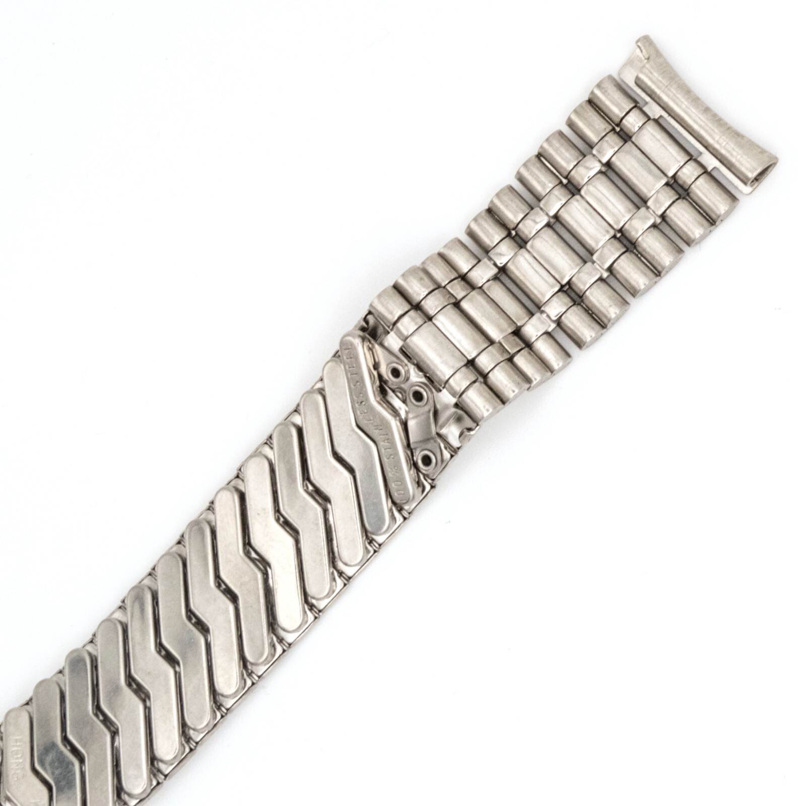 Vintage 17.4 mm stainless steel wristwatch bracelet with center expansion