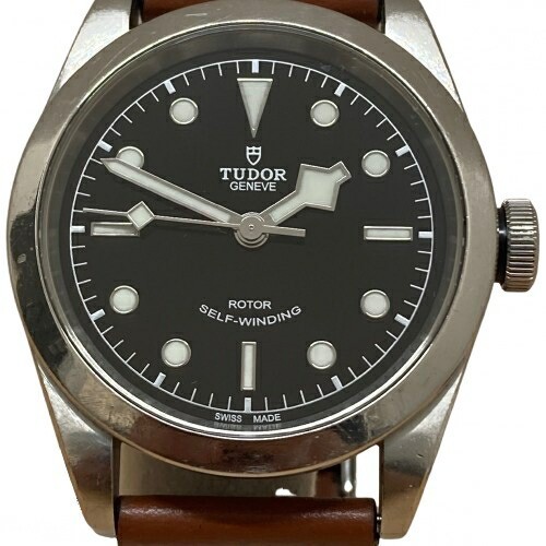 Tudor Black Bay 41 79540 Black Dial Automatic SS Leather Strap Mens Watch