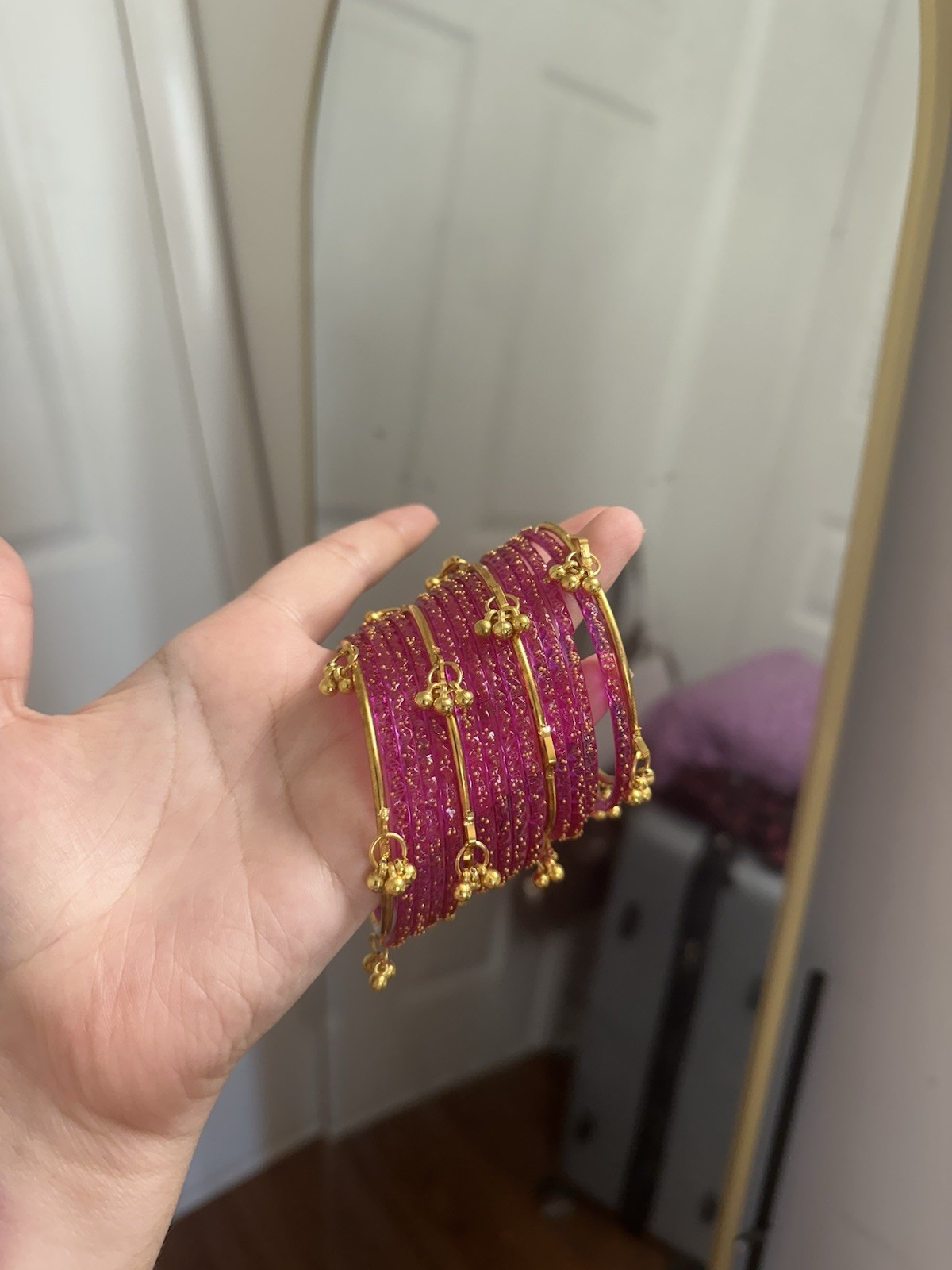gold & silver Kashmiri Bangles with Diff Color Of Glass bangles