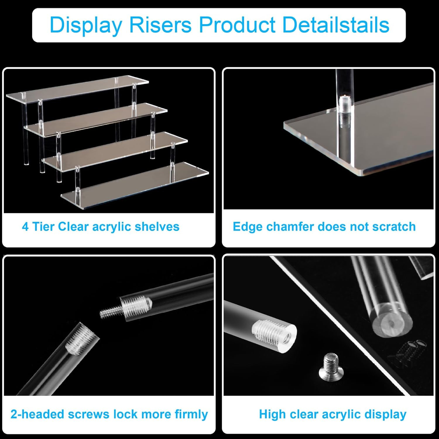 4 Tier Acrylic Perfume Organizer Stand, Clear Display Risers for Perfume, Cologn