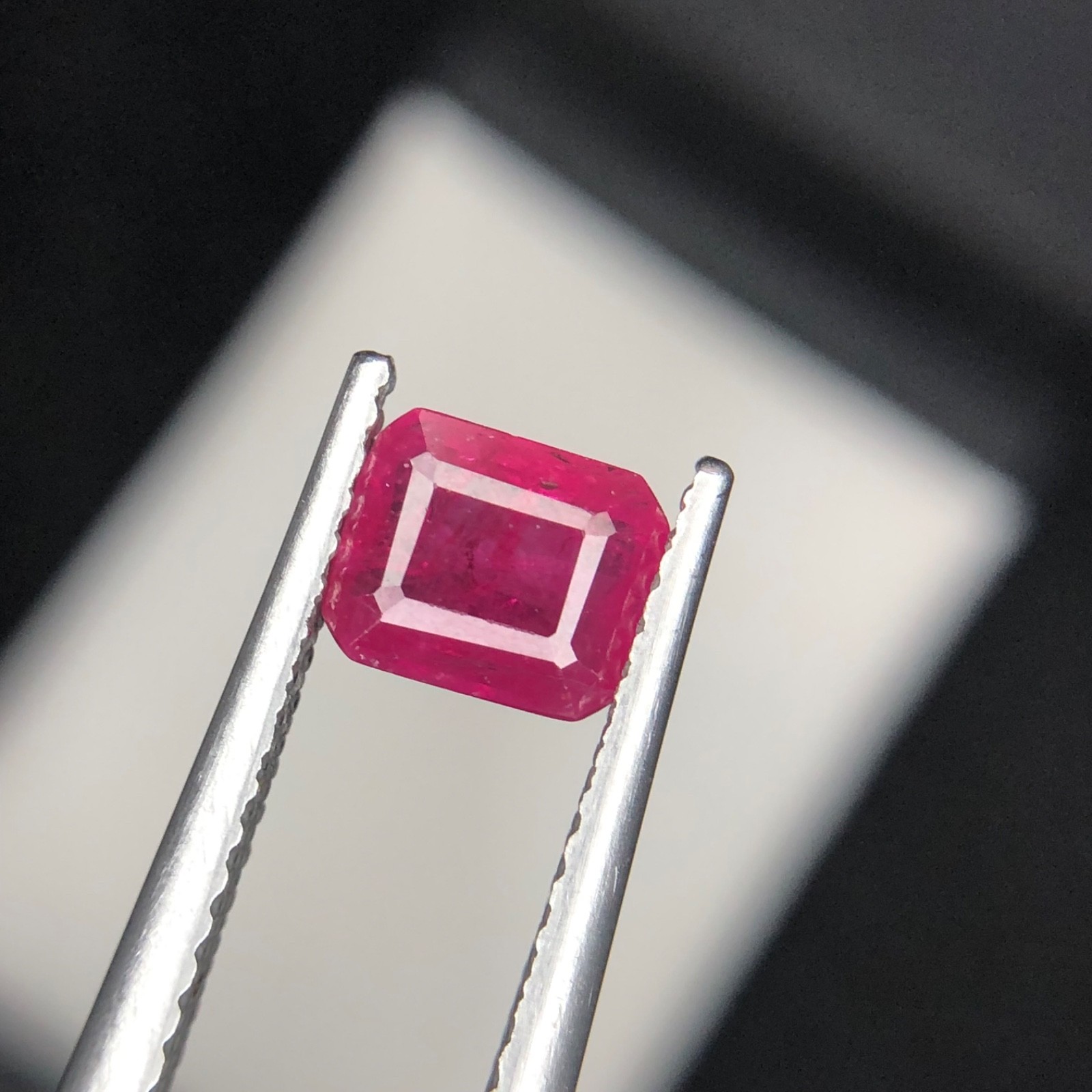 1.01 Ct Natural Ruby Certified Emerald Cut Purplish Red Corundum Loose Gemstone