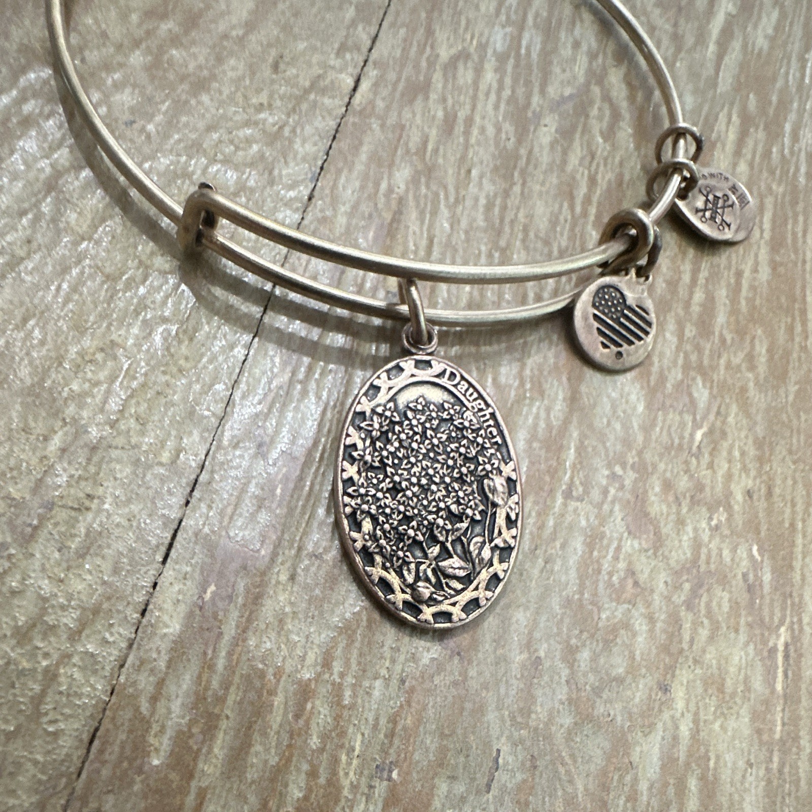 ALEX AND ANI Lot of 2 Adjustable Wire Bangle Dangle Blue Crystal Daughter