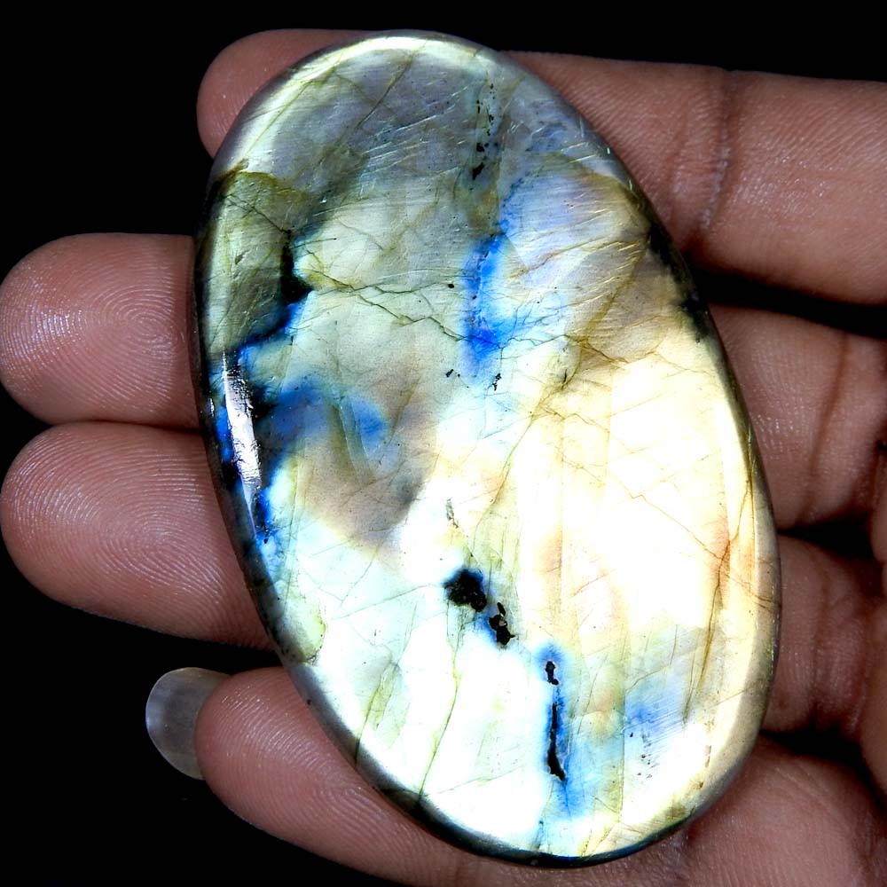 153.65Cts100%Natural Blue Power Labradorite Oval Cabochon Loose Gemstone